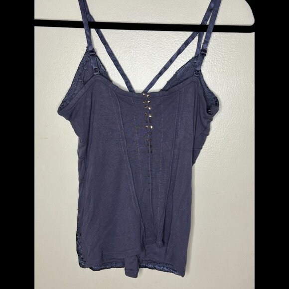 GUESS Sexy Deep Blue Spaghetti Strap Tank Top Cami Sequins Beads size S - Picture 3 of 6